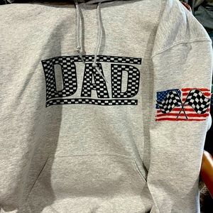 #Raceday Dad hoodie, cozy for those cool nights at the track!